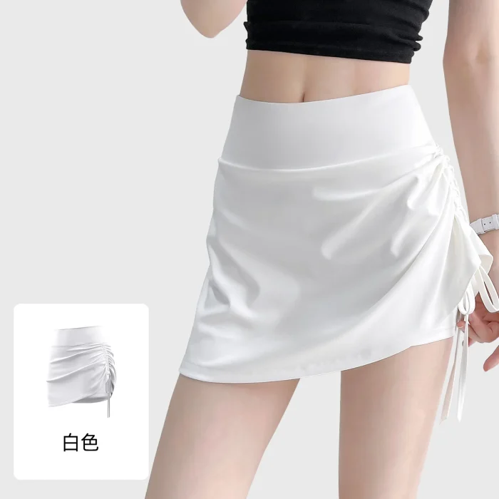 Juyitang Wrinkled Sports Skirt Women High Waist Butt Lifting Running Fake Two Piece Yoga Fitness Pants - Image 1
