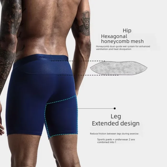 Men Sporty Anti-wear Modal Underwear Running Fitness Tight Long Leg Quick Drying Extension Flat Corner Pants - Image 3