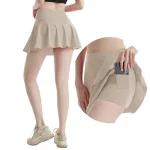 New In Summer Solid Color Tennis Sport Gym Skirts For Woman 2025 Pink Fitness Running Yoga Skirt With Shorts - Image 6