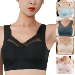 1pc Womens Ice Silk Wireless Bra Lace Mesh Underwear Push-Up Sports Lingerie Thin Cup U-Back Bra Sleep Wide Straps Sujetador - Image 3