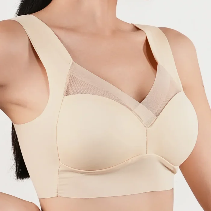 1pc Womens Ice Silk Wireless Bra Lace Mesh Underwear Push-Up Sports Lingerie Thin Cup U-Back Bra Sleep Wide Straps Sujetador - Image 5
