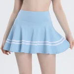 Stripe Summer Running Shorts Built-in Side Pocket False 2 Pieces Tennis Mini Skirt Cooling Quick Dry Breathable Yoga Skirt Women - Image 2