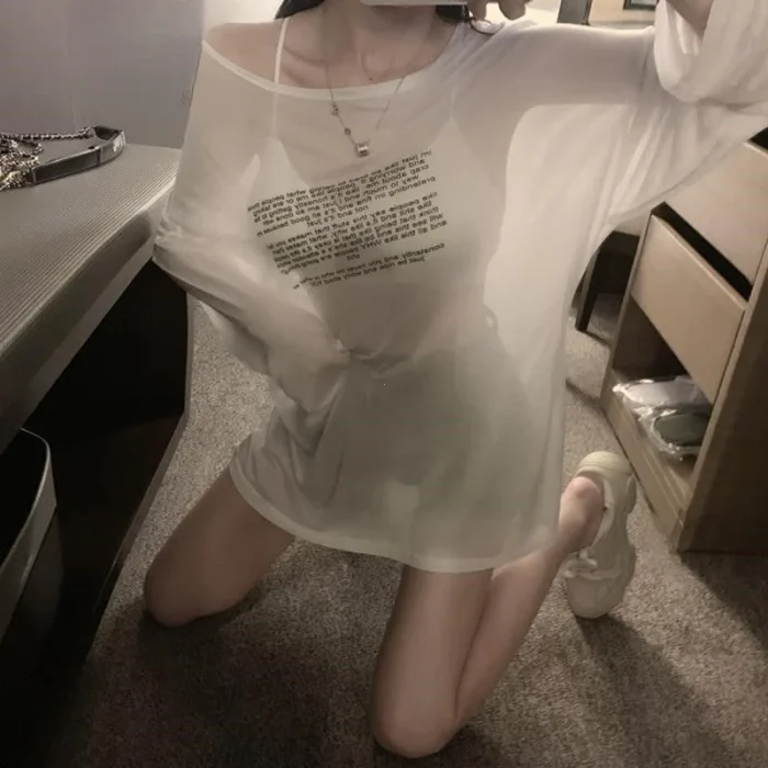 Loose T-shirts for Women Letter Pattern Simple Design Korean Style Summer Clothing Thin All-match Young Students Tops New Trendy - Image 2