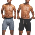 4pcs long Men's underpants Sports Leggings Boxer shorts mens polyester underwear man Quick-drying boxer for men Bottom Shorts - Image 3
