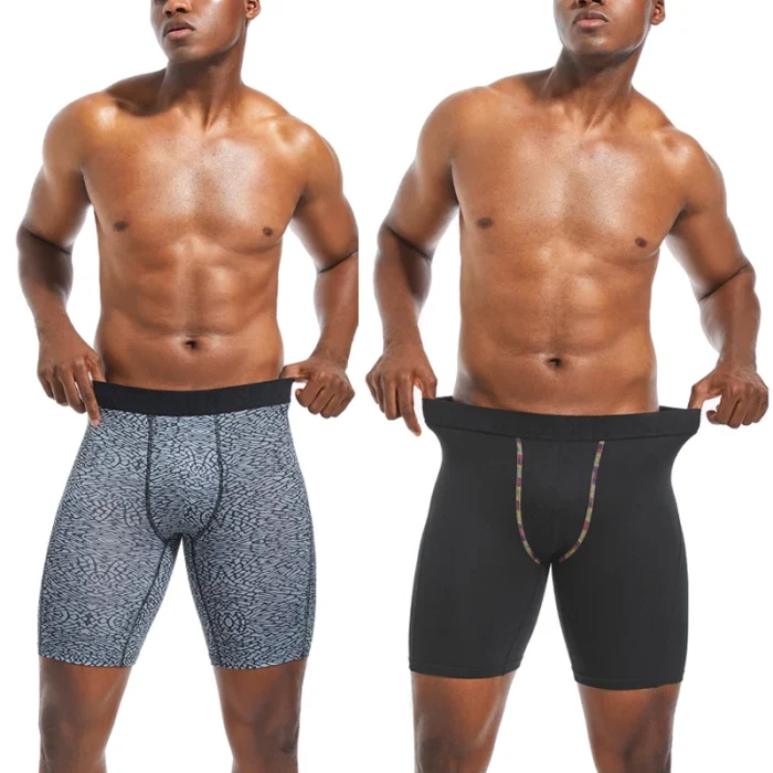 4pcs long Men's underpants Sports Leggings Boxer shorts mens polyester underwear man Quick-drying boxer for men Bottom Shorts - Image 3