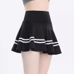 Stripe Summer Running Shorts Built-in Side Pocket False 2 Pieces Tennis Mini Skirt Cooling Quick Dry Breathable Yoga Skirt Women - Image 3