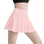 New In Summer Solid Color Tennis Sport Gym Skirts For Woman 2025 Pink Fitness Running Yoga Skirt With Shorts - Image 2