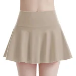 New In Summer Solid Color Tennis Sport Gym Skirts For Woman 2025 Pink Fitness Running Yoga Skirt With Shorts - Image 3