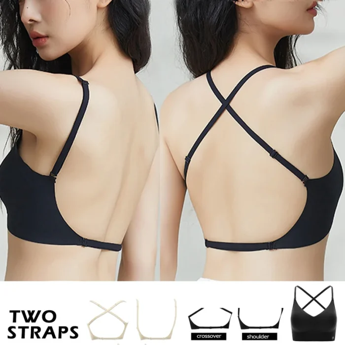 Open Back Sexy Invisible Bra U-shaped Back Women Lingerie Thin Vest Seamles Backless Summer Triangle Cup Gathered Strapless Bra - Image 1