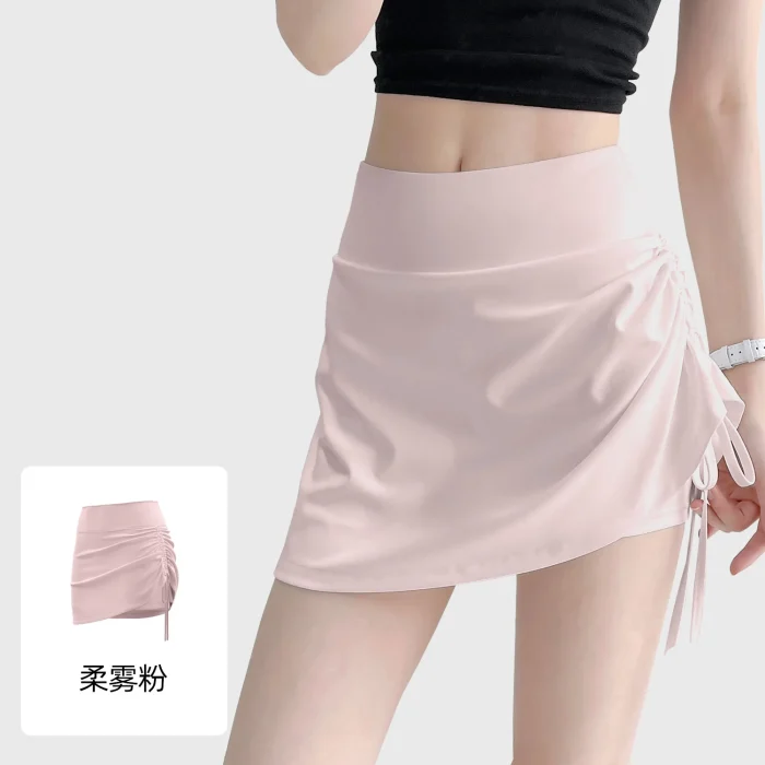 Juyitang Wrinkled Sports Skirt Women High Waist Butt Lifting Running Fake Two Piece Yoga Fitness Pants - Image 6