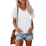 Womens T Shirts 2025 Short Sleeve V-Neck Shirts Cute Fit Summer Casual Tee Tops S-XXL