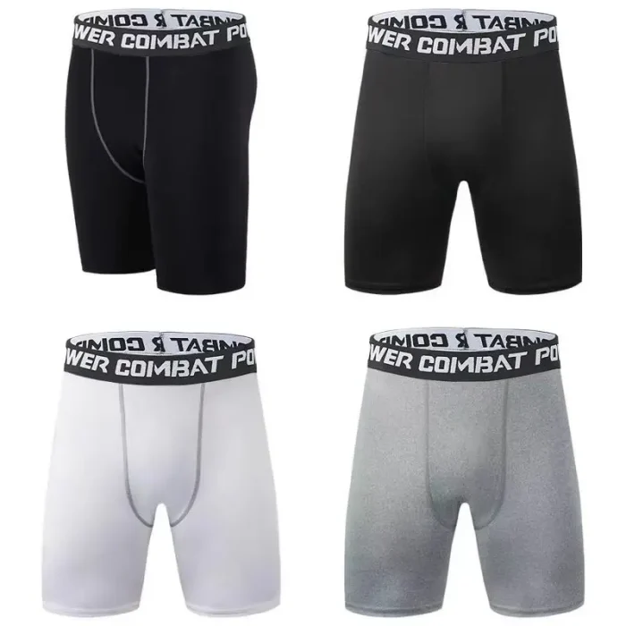 Men Boxers Sports Leggings Fitness Elastic Compression Tights Drying Quick Fitness Plus Pants Running Training Stretch Shorts - Image 1