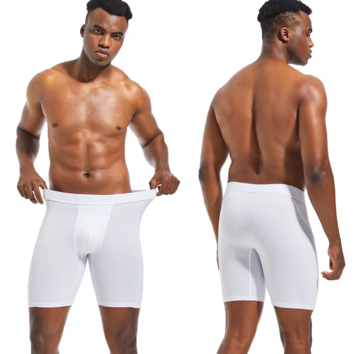 4pcs long Men's underpants Sports Leggings Boxer shorts mens polyester underwear man Quick-drying boxer for men Bottom Shorts - Image 4