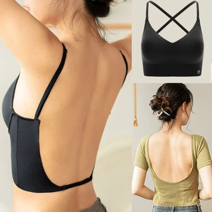 Open Back Sexy Invisible Bra U-shaped Back Women Lingerie Thin Vest Seamles Backless Summer Triangle Cup Gathered Strapless Bra - Image 2