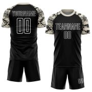 Custom Black Cream-White Snake Skin Sublimation Soccer Uniform Jersey - Image 2