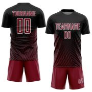 Custom Black Crimson-White Geometric Lines Sublimation Soccer Uniform Jersey - Image 2