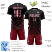 Custom Black Crimson-White Geometric Lines Sublimation Soccer Uniform Jersey - Image 5