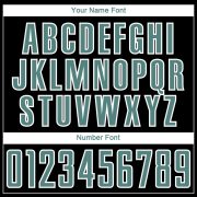 Custom Black Midnight Green-White Curved And Wavy Lines Sublimation Soccer Uniform Jersey - Image 3