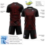 Custom Black Red Abstract Hexagon Sublimation Soccer Uniform Jersey - Image 4