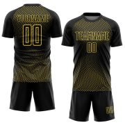 Custom Black Yellow Geometric Lines Sublimation Soccer Uniform Jersey - Image 2