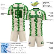 Custom Cream Grass Green-Black Abstract Geometric Pattern Sublimation Soccer Uniform Jersey - Image 5