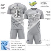 Custom Gray White-Black Stripes Sublimation Soccer Uniform Jersey - Image 5