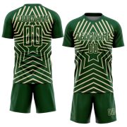 Custom Green Cream Stars Sublimation Soccer Uniform Jersey - Image 2