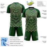 Custom Green Cream Stars Sublimation Soccer Uniform Jersey - Image 5