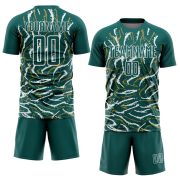 Custom Midnight Green White Curved And Wavy Lines Sublimation Soccer Uniform Jersey - Image 2