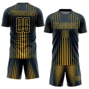 Custom Navy Gold Lines Sublimation Soccer Uniform Jersey - Image 2