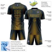 Custom Navy Gold Lines Sublimation Soccer Uniform Jersey - Image 5