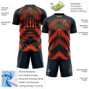 Custom Navy Orange Abstract Triangle Sublimation Soccer Uniform Jersey - Image 5