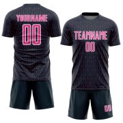 Custom Navy Pink-White Geometric Pattern Sublimation Soccer Uniform Jersey - Image 2