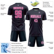 Custom Navy Pink-White Geometric Pattern Sublimation Soccer Uniform Jersey - Image 5