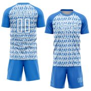 Custom Powder Blue White-Silver Abstract Geometric Pattern Sublimation Soccer Uniform Jersey - Image 2