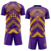 Custom Purple Gold Abstract Triangle Sublimation Soccer Uniform Jersey - Image 2