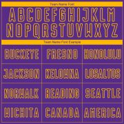 Custom Purple Gold Lines Sublimation Soccer Uniform Jersey - Image 4