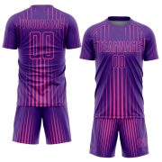 Custom Purple Pink Lines Sublimation Soccer Uniform Jersey - Image 2