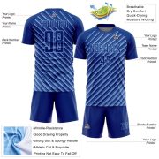 Custom Royal Light Blue Slash Sublimation Soccer Uniform Jersey - Image 5
