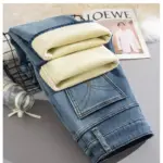 Y2k Pants Jeans for Woman Winter Fleece Lined 2025 New Thick Warmth Slim Wide Leg Straight Trousers Fashion casual - Image 4