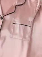 Women Autumn Winter Silk Pajamas Set Casual Soft Breathable and Relaxed Fit Long Shirt Tops and Long Pants Sleepwear - Image 3