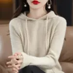 Women Pullover Sweaters Hooded Jumper Korean Loose Solid Long Sleeve Casual Autumn Winter Thick Warm Knitted Sweaters - Image 4