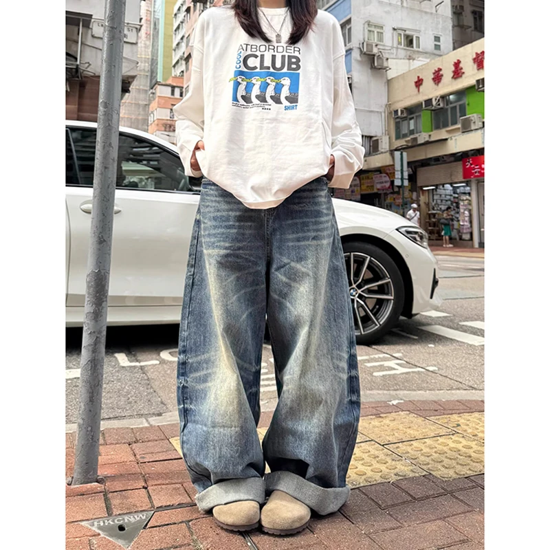 kf-S64a0d342a2c54913b9292a5334a21ad5B Women's Blue Y2k Oversize Jeans Harajuku Vintage Wide Leg Denim Trousers American Retro 2000s Style Boyfriend Jeans Pants Autumn - Image 1